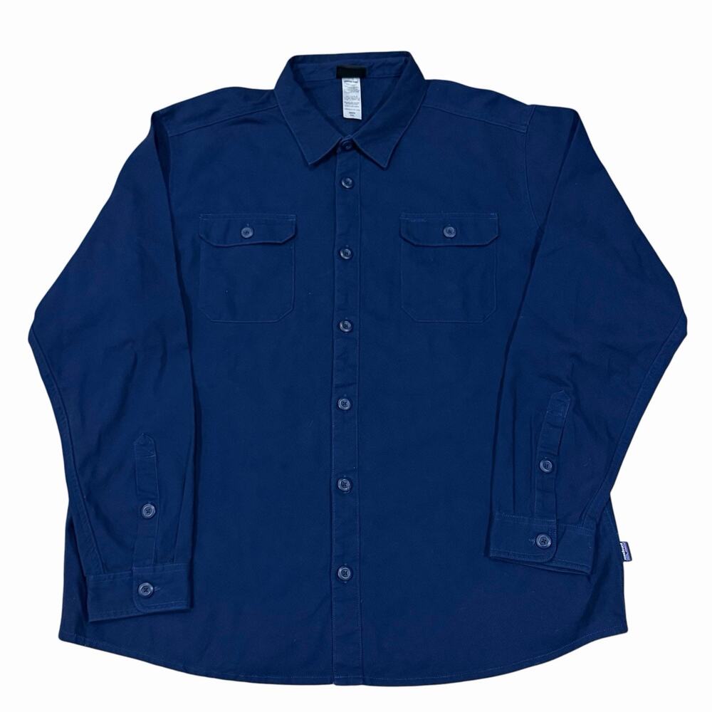 Patagonia Men’s Canvas Long Sleeve Button Down Workwear Shirt Navy Blue XXL NWOT